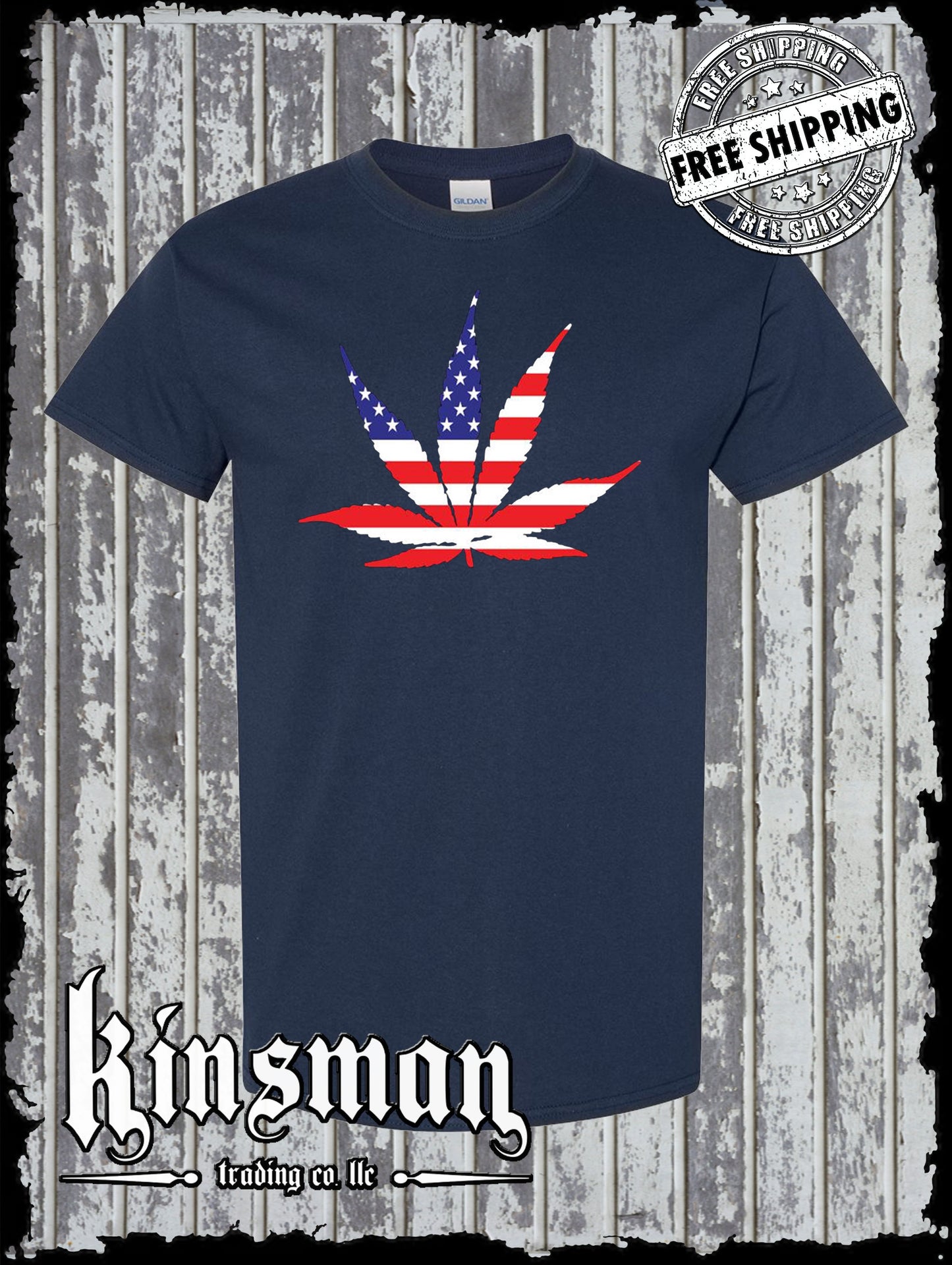 American Flag Pot Leaf USA T-Shirt Marijuana Cannabis 420
