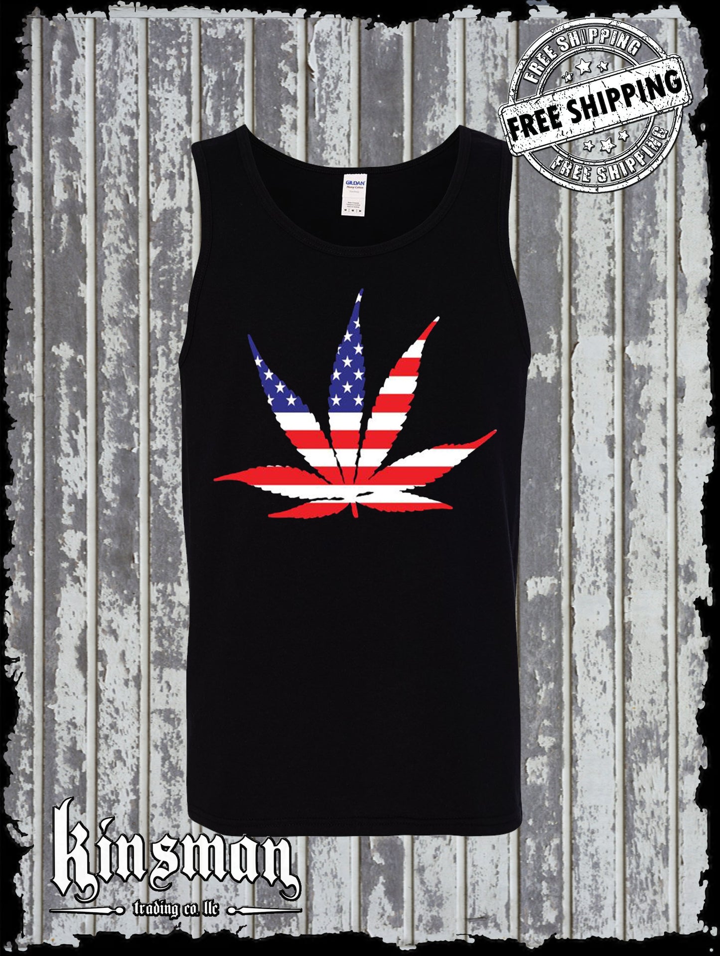 American Flag Pot Leaf Tank Top T-Shirt - USA Legalize Weed 420 Marijuana High Life