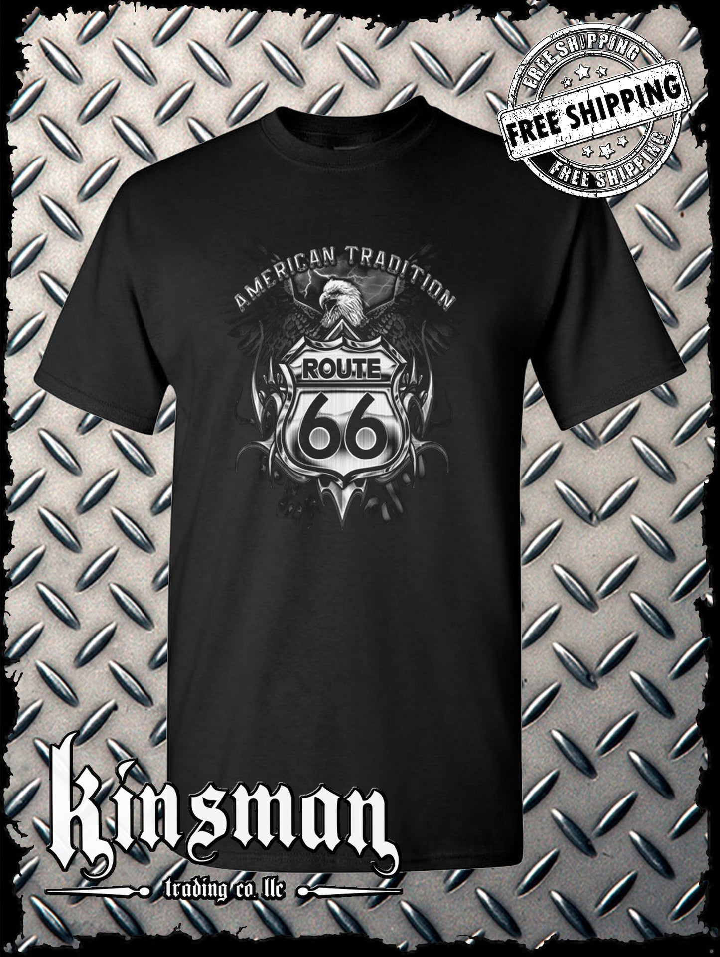 Route 66 American Tradition Eagle T-Shirt Biker USA MC Front Print