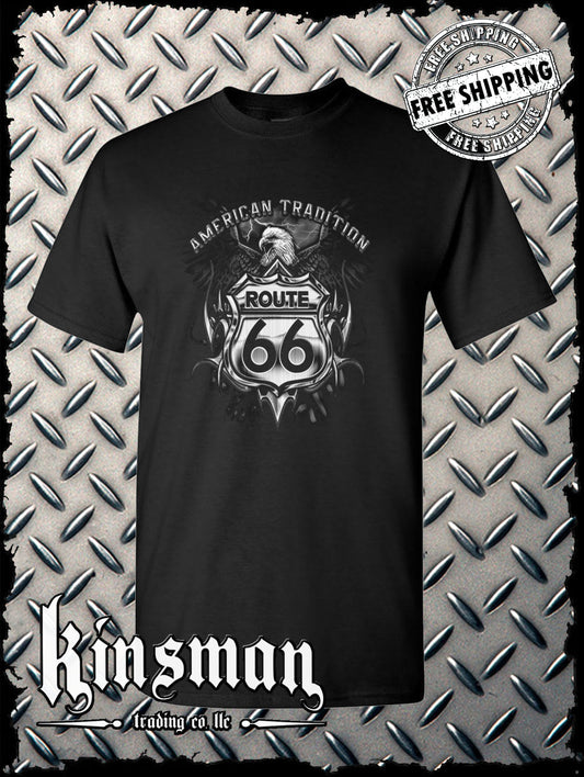 Route 66 American Tradition Eagle T-Shirt Biker USA MC Front Print