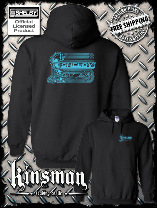 Carroll Shelby Aqua Cobra Logo 2-Sided Hoodie / Sweatshirt