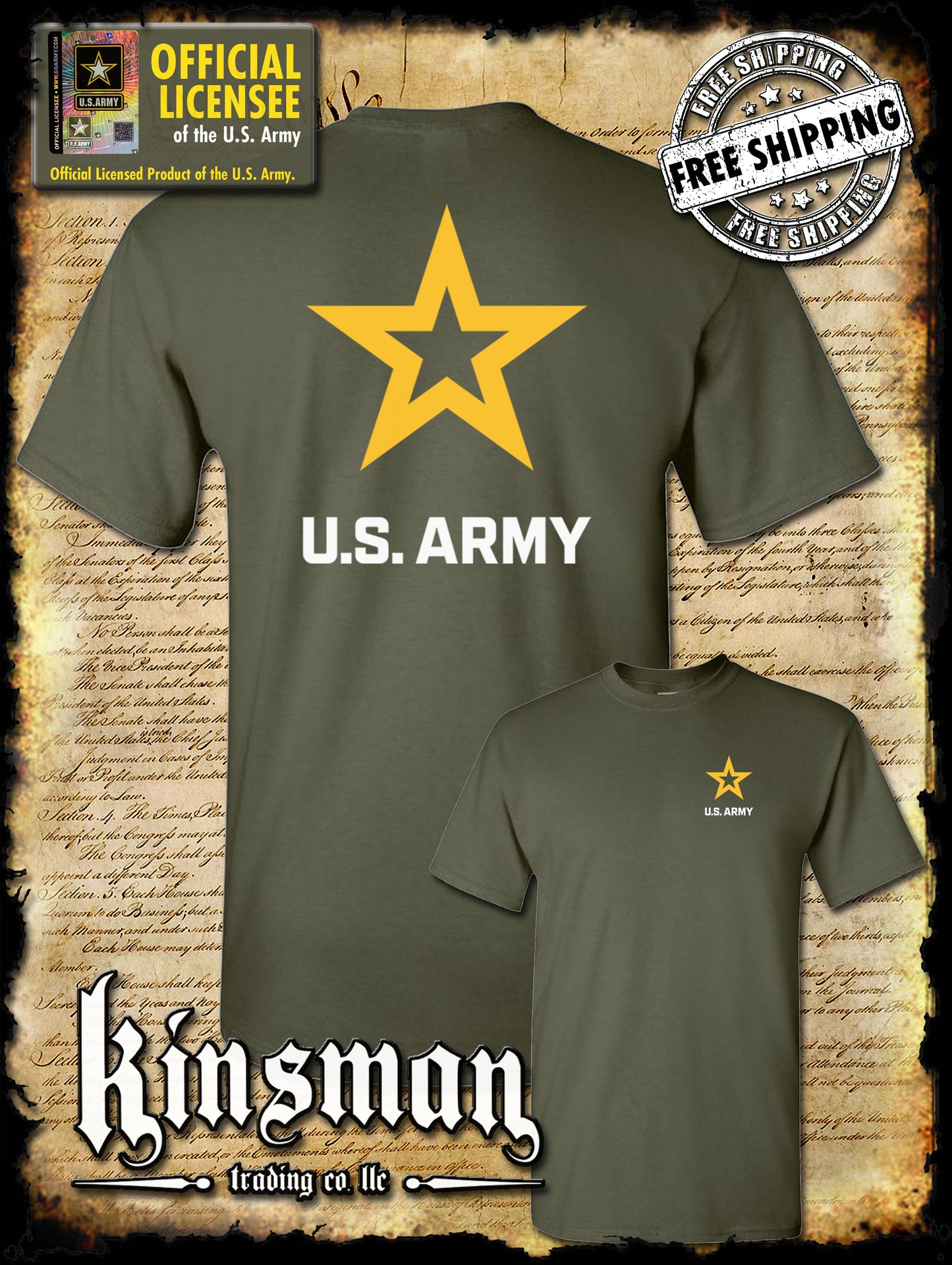 Army Star Logo 2-Sided T-Shirt - United States of America Military Official / Licensed