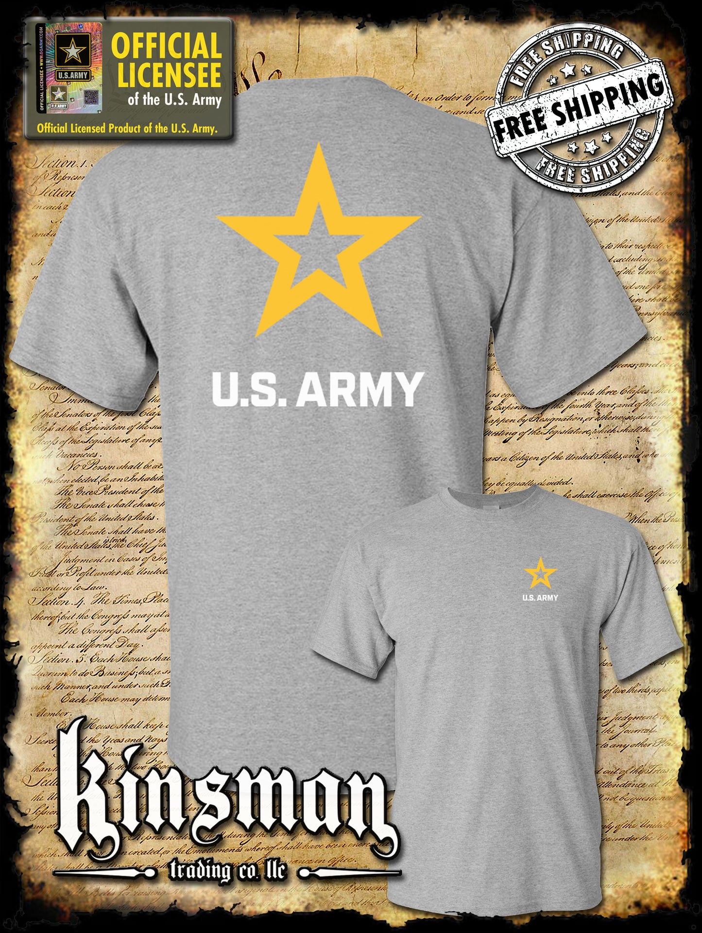 Army Star Logo 2-Sided T-Shirt - United States of America Military Official / Licensed