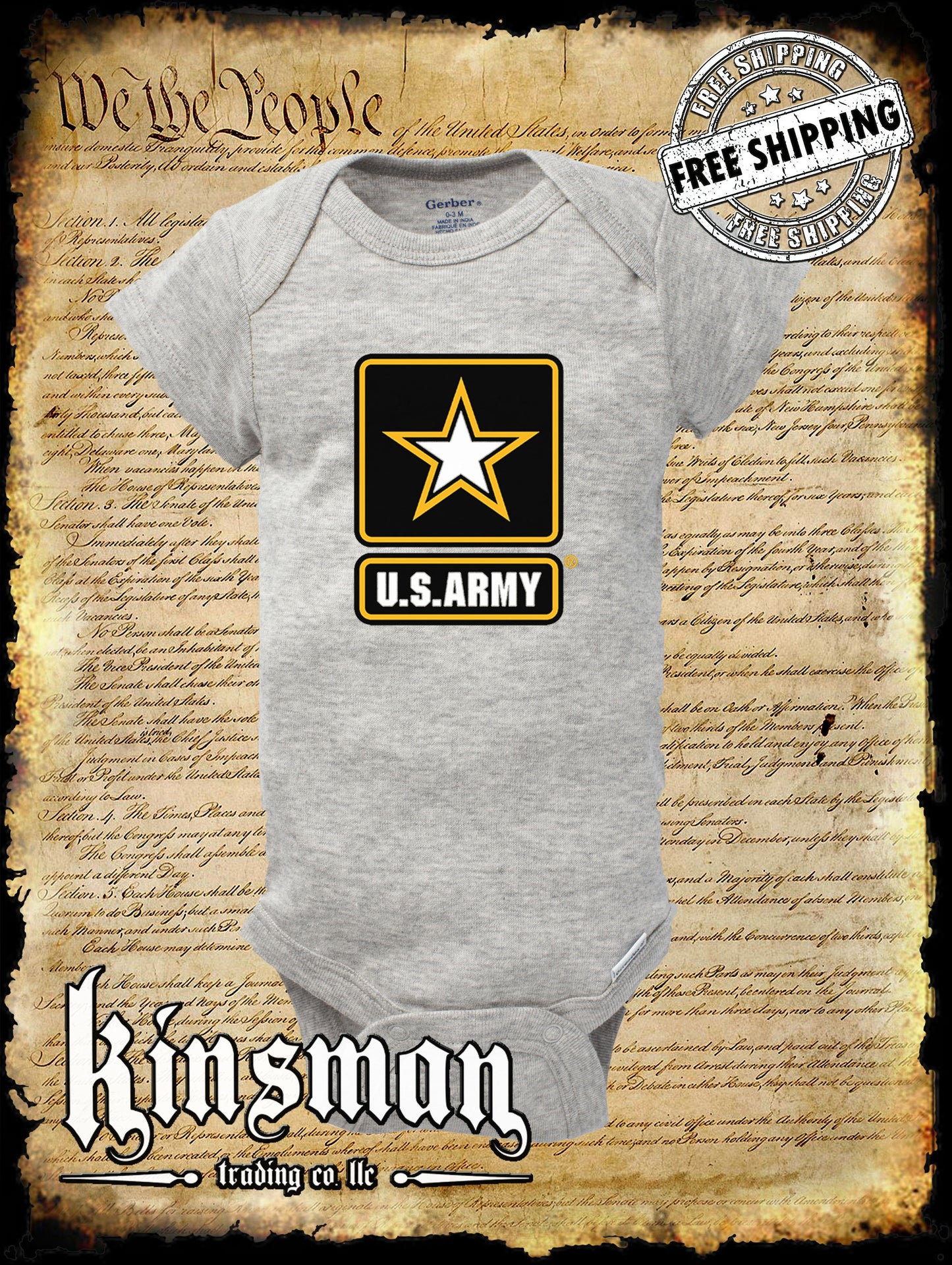 US Army Logo Gerber Onesie / United States of America Military Official Licensed