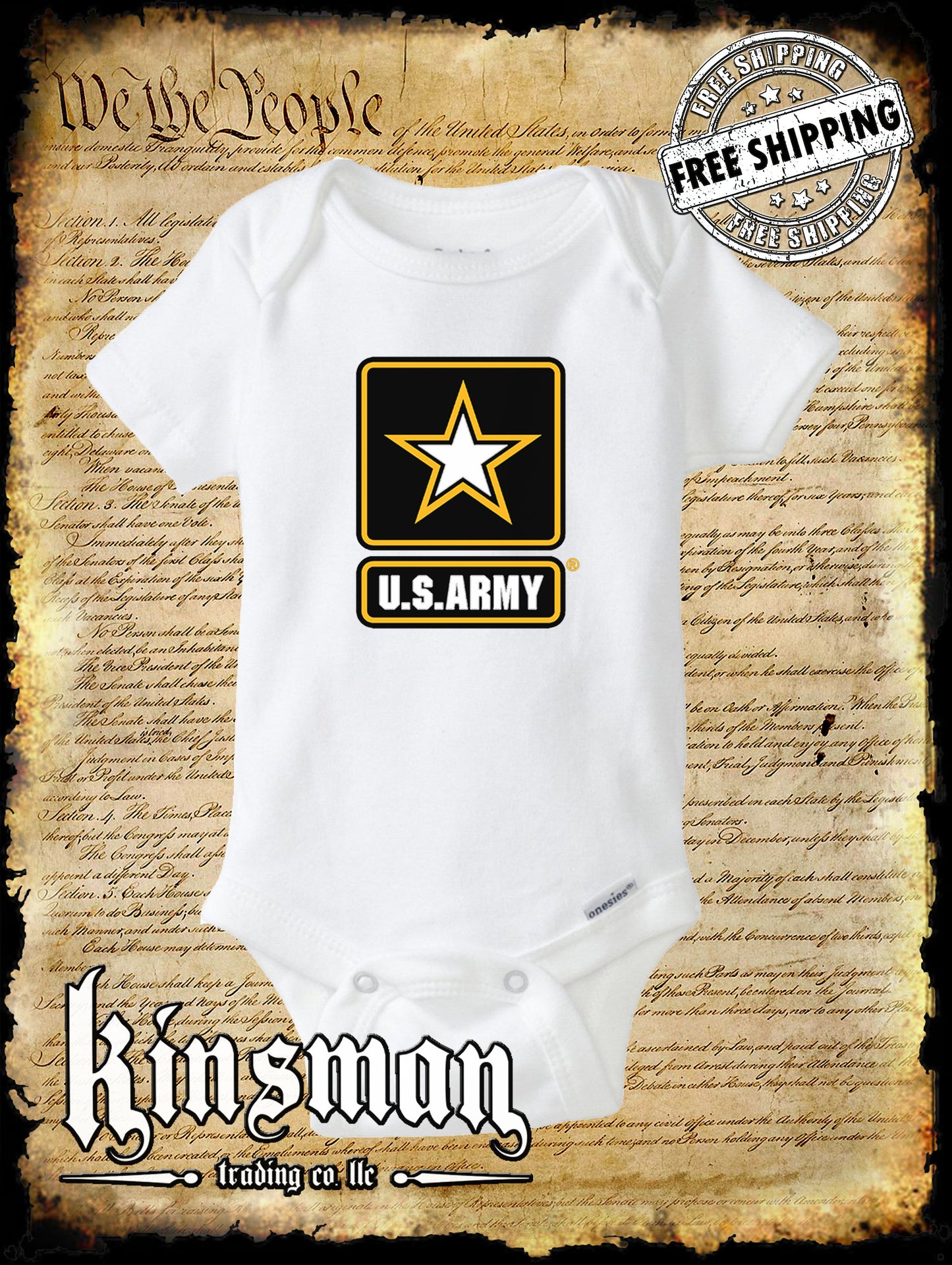 US Army Logo Gerber Onesie / United States of America Military Official Licensed
