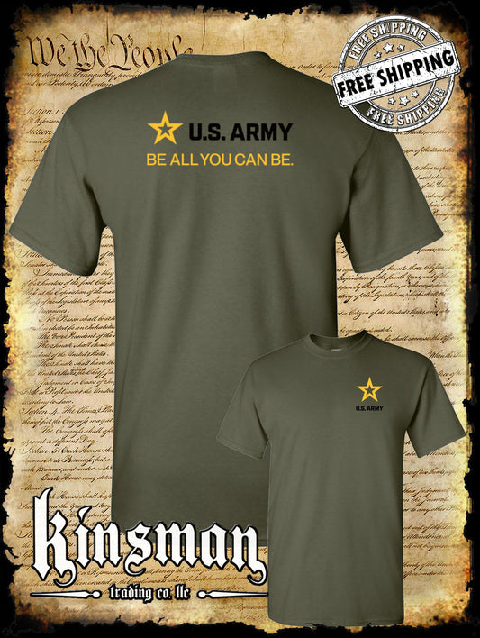 Army Strip Logo Black Text 2-Sided T-Shirt - Be All You Can Be