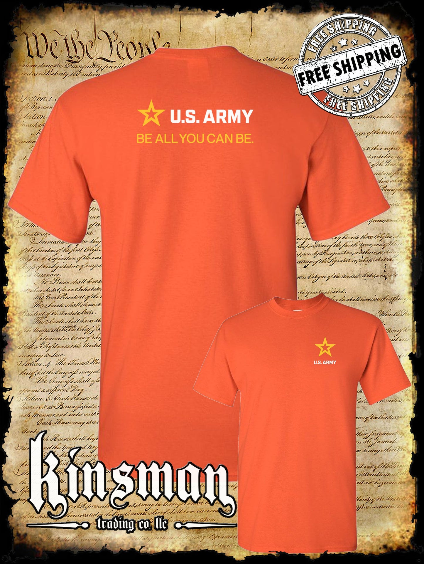 Army Strip Logo White Text 2-Sided T-Shirt - Be All You Can Be