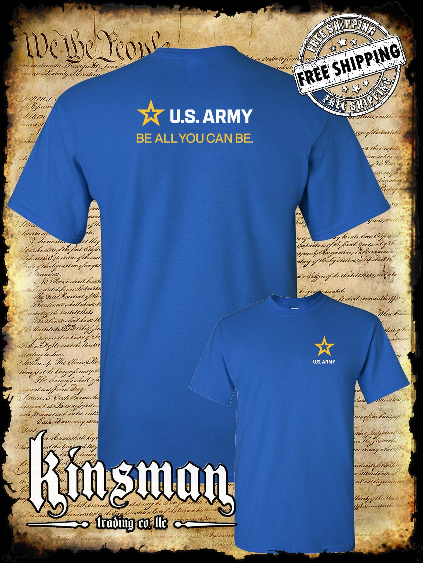Army Strip Logo White Text 2-Sided T-Shirt - Be All You Can Be