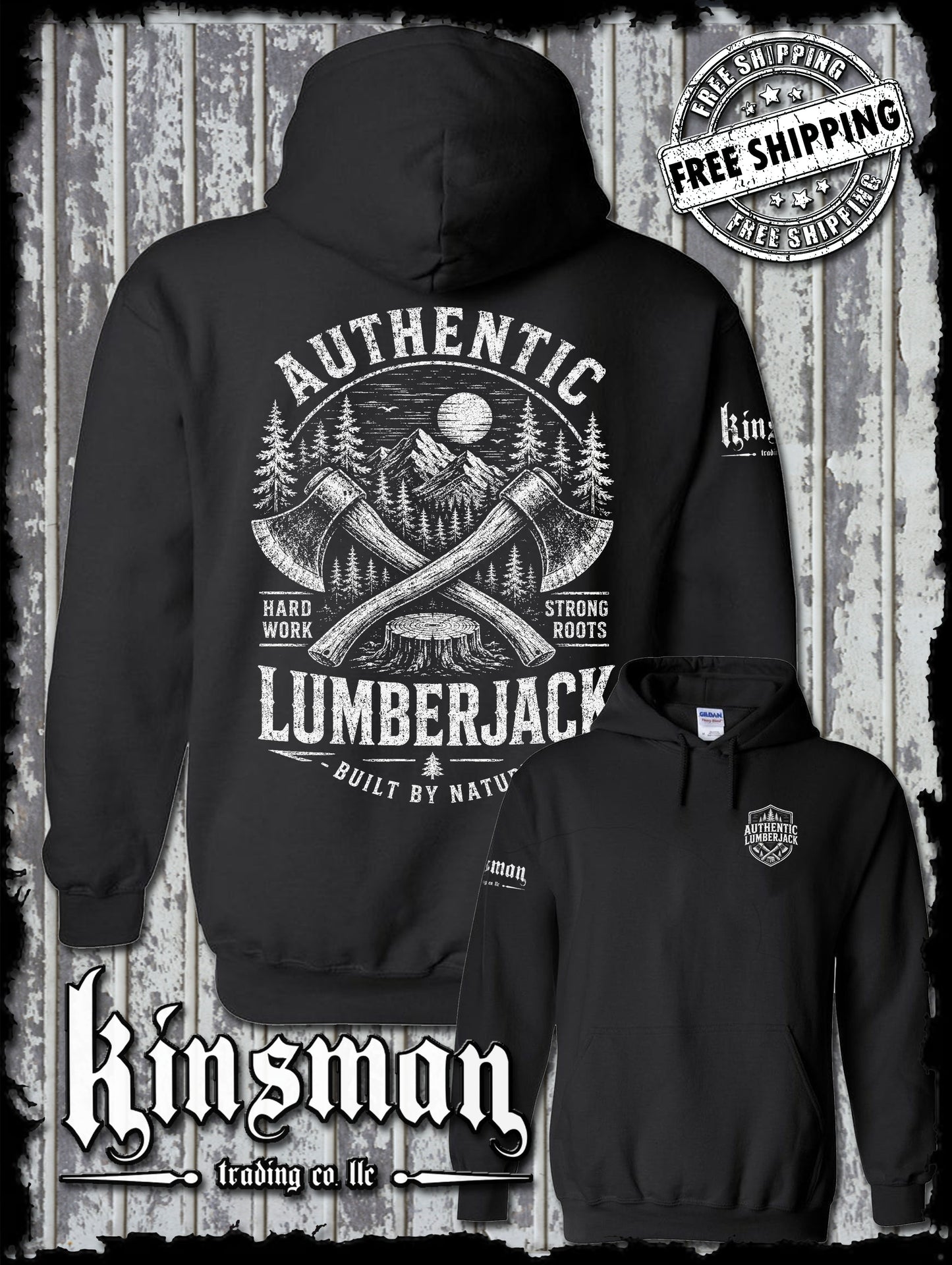 Authentic Lumberjack Hoodie / Vintage Carpentry Woodworking Retro Style Tee