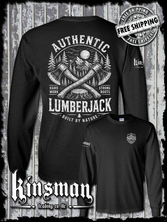 Authentic Lumberjack Long Sleeve T-Shirt / Vintage Carpentry Woodworking Retro Style Tee