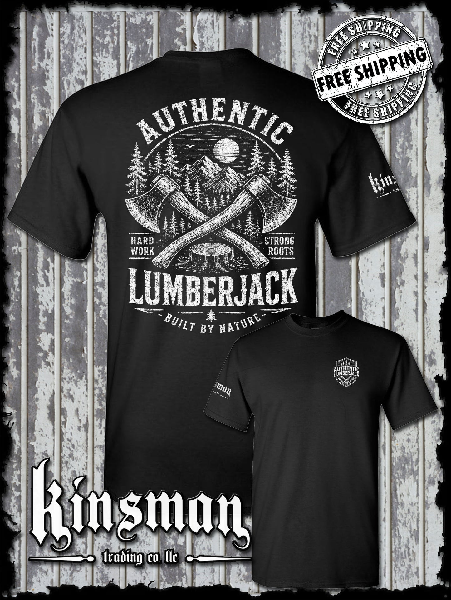 Authentic Lumberjack T-Shirt / Vintage Carpentry Axe Woodworking Retro Style Tee