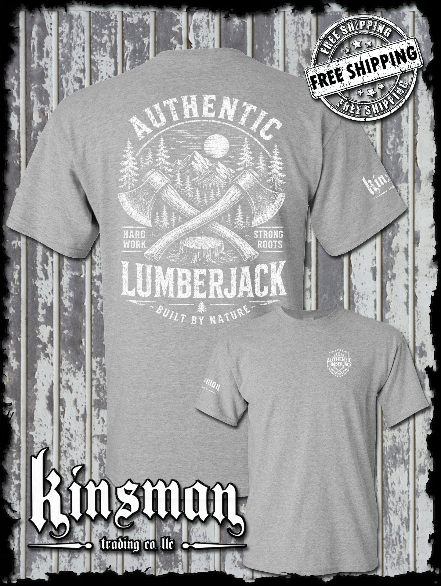Authentic Lumberjack T-Shirt / Vintage Carpentry Axe Woodworking Retro Style Tee