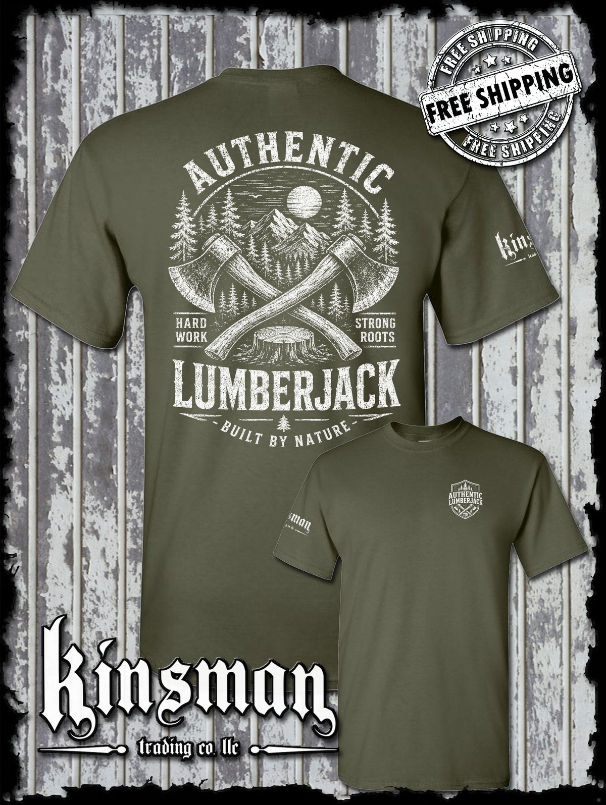 Authentic Lumberjack T-Shirt / Vintage Carpentry Axe Woodworking Retro Style Tee
