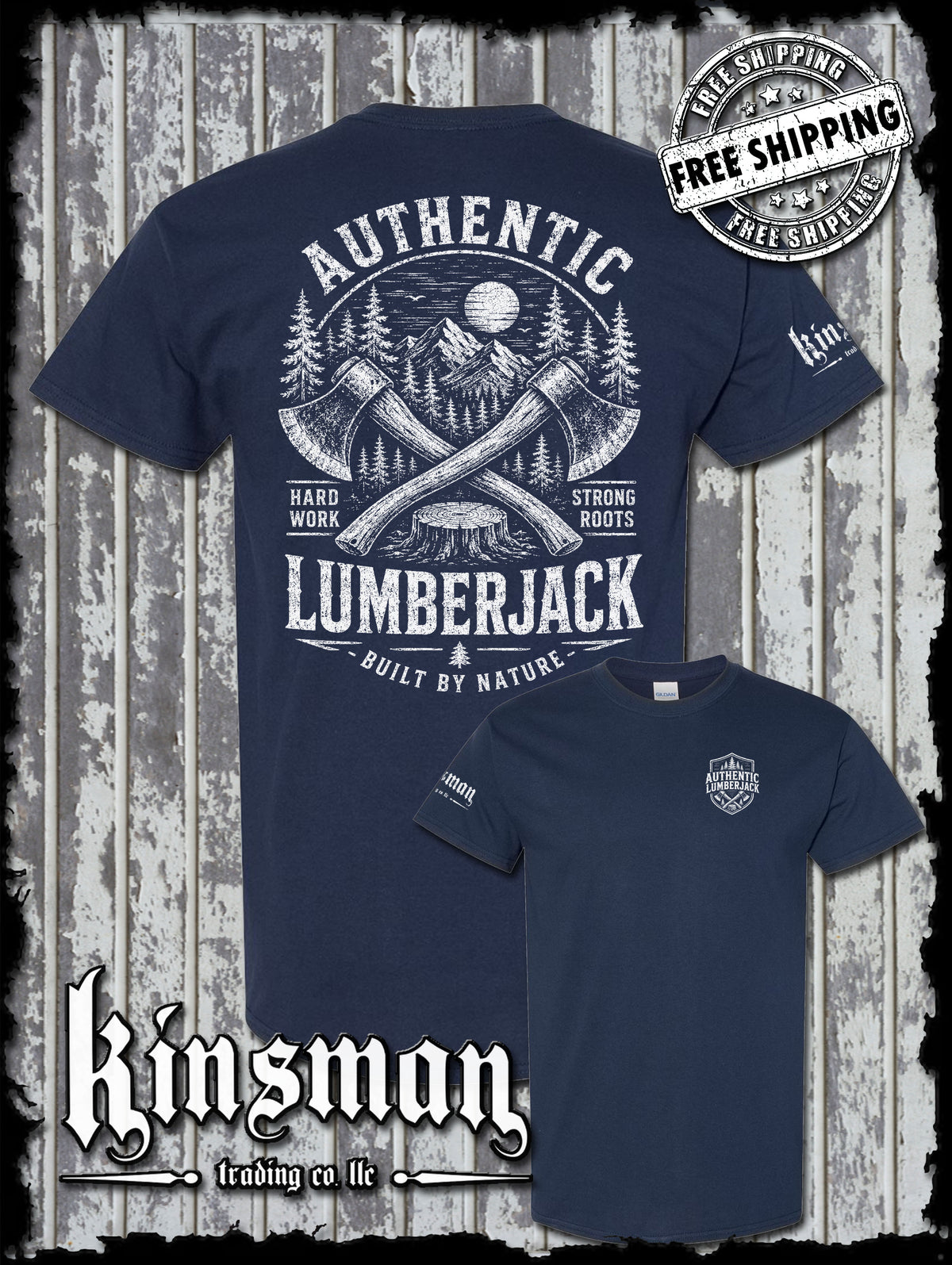 Authentic Lumberjack T-Shirt / Vintage Carpentry Axe Woodworking Retro Style Tee