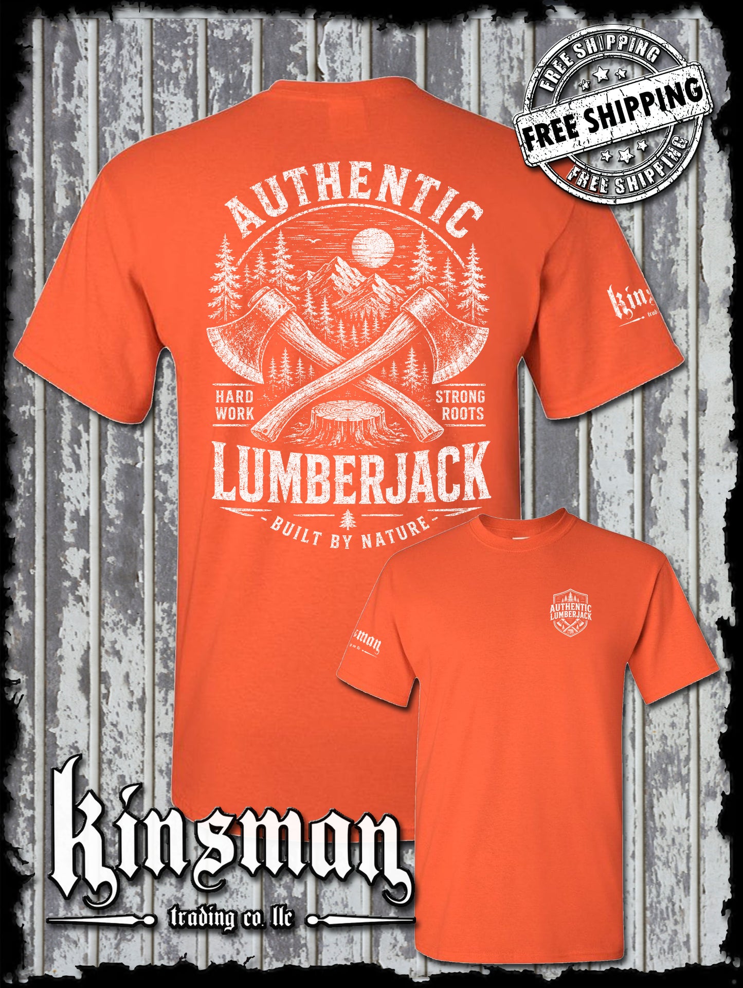Authentic Lumberjack T-Shirt / Vintage Carpentry Axe Woodworking Retro Style Tee