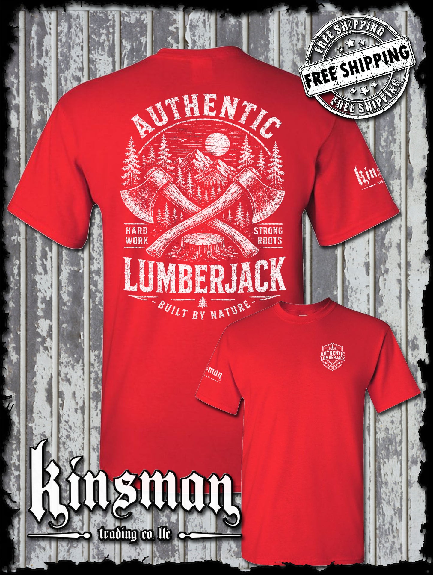 Authentic Lumberjack T-Shirt / Vintage Carpentry Axe Woodworking Retro Style Tee