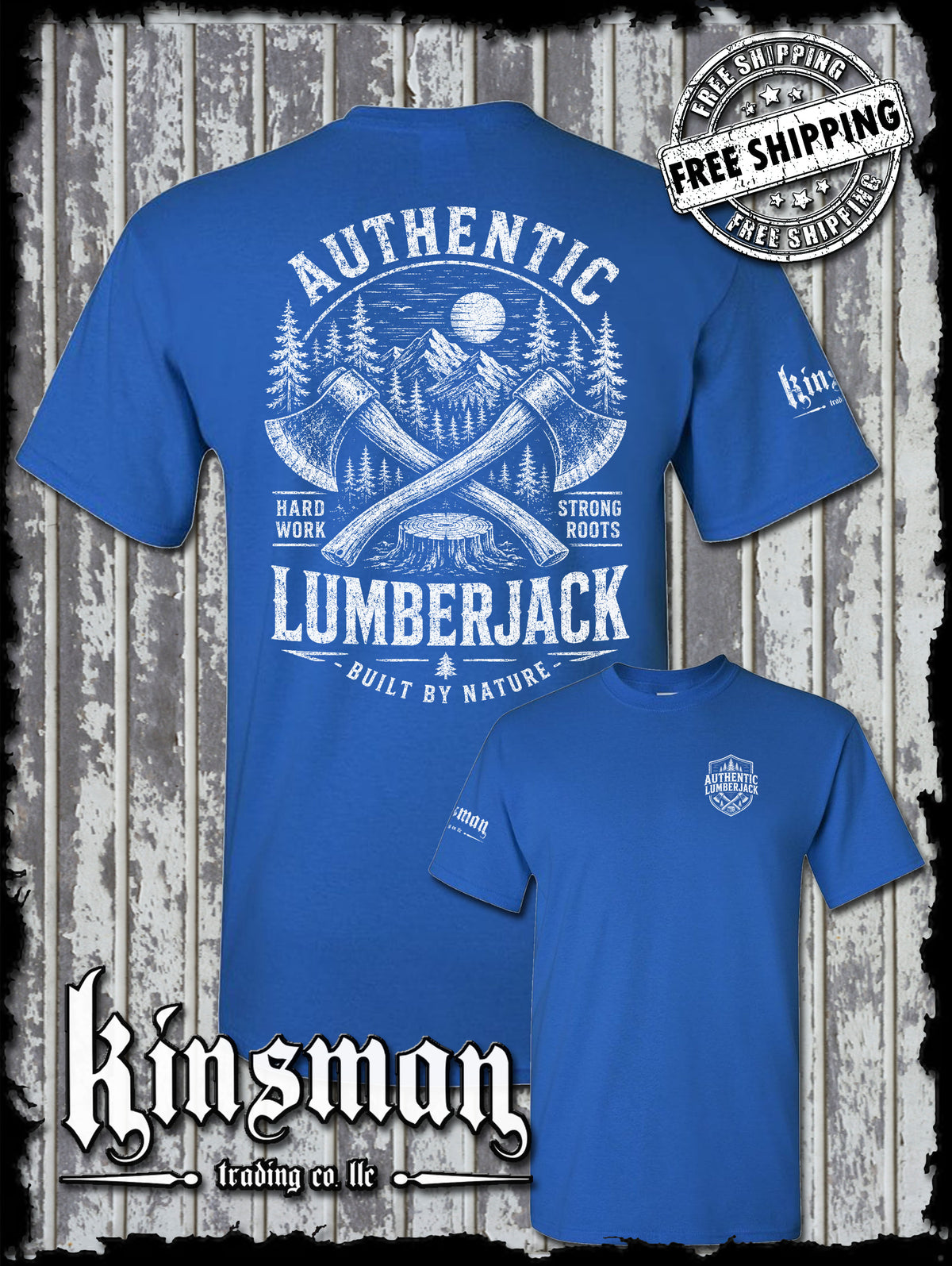Authentic Lumberjack T-Shirt / Vintage Carpentry Axe Woodworking Retro Style Tee