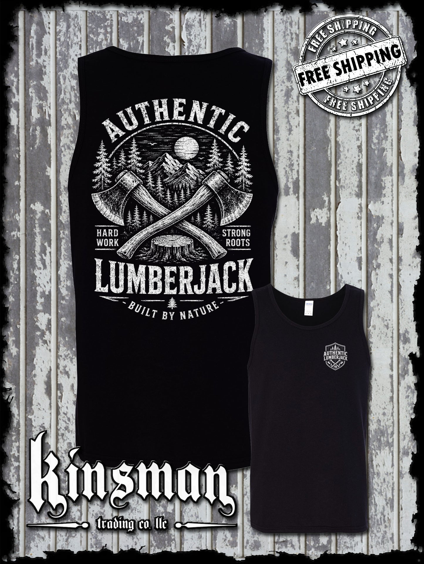 Authentic Lumberjack Tank Top T-Shirt / Vintage Carpentry Woodworking Retro Style Tee