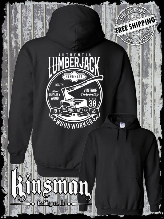 Authentic Lumberjack Hoodie / Vintage Carpentry Woodworking Retro Style Tee