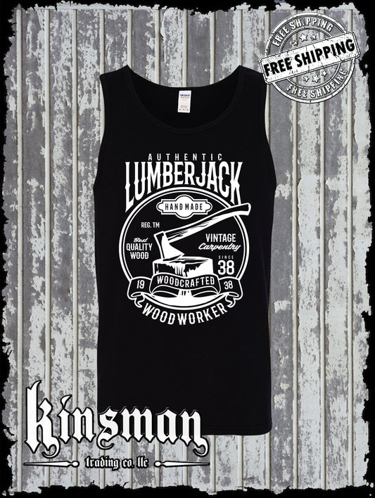 Authentic Lumberjack Tank Top T-Shirt / Vintage Carpentry Woodworking Retro Style Tee