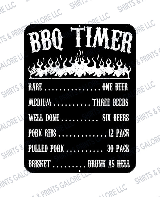 BBQ / Beer Timer Metal Sign - Funny Novelty Father's Day Dad Gift