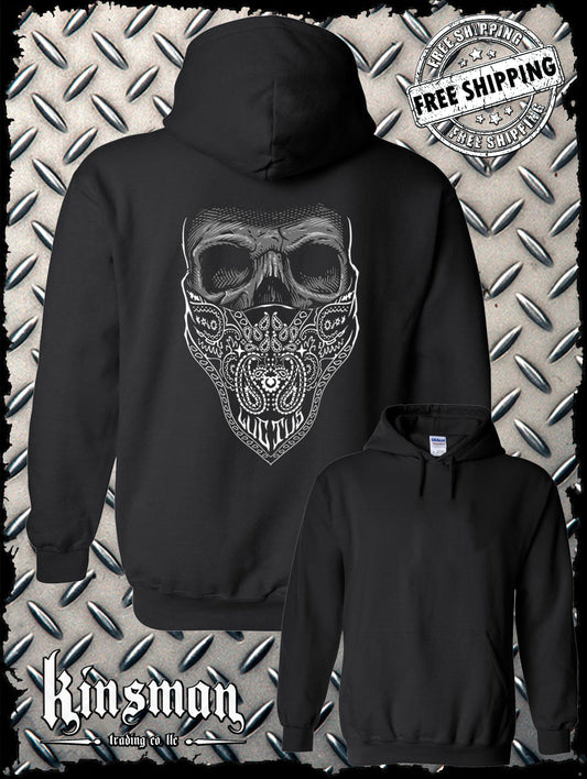 Luctus Bandana Skull Hoodie / Sweatshirt Biker Badass Gangster Dead Horror Halloween