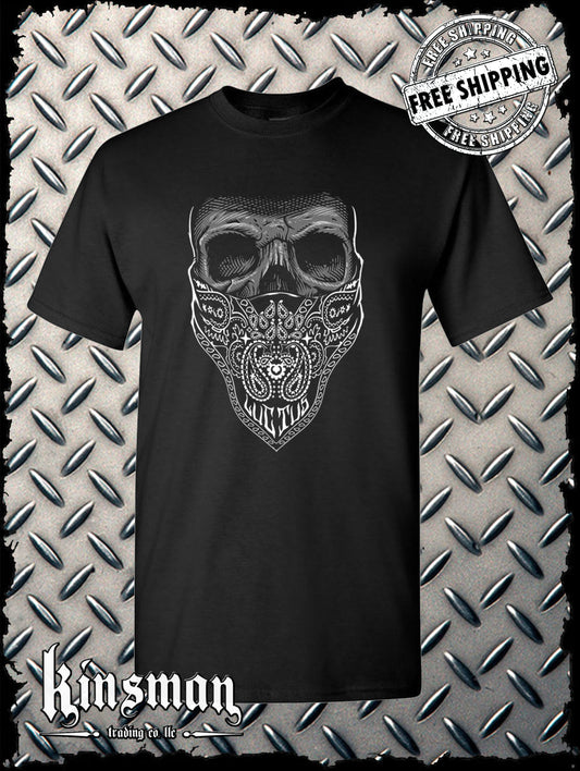 Luctus Bandana Skull T-Shirt / Biker Badass Gangster Dead Horror Halloween