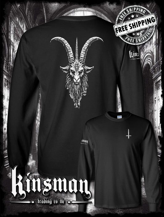 Baphomet Goat Head 2-Sided Long Sleeve T-Shirt