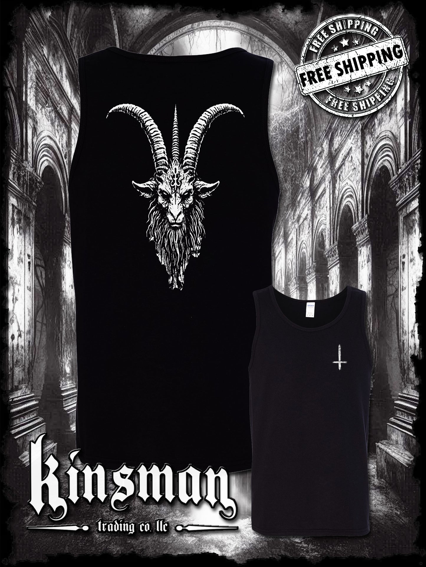 Baphomet Goat Head 2-Sided Tank Top T-Shirt