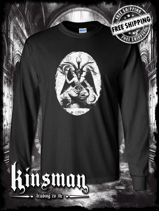 Baphomet Satanic Graphic Long Sleeve T-Shirt - Devil Evil Occult