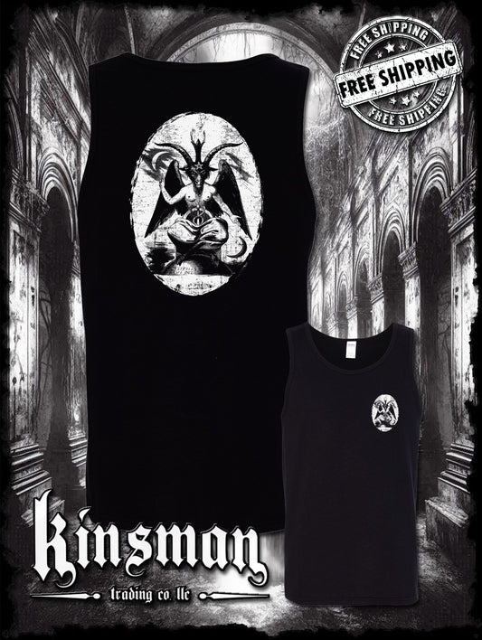 Baphomet Satanic Graphic 2-Sided Tank Top T-Shirt - Devil Evil Occult