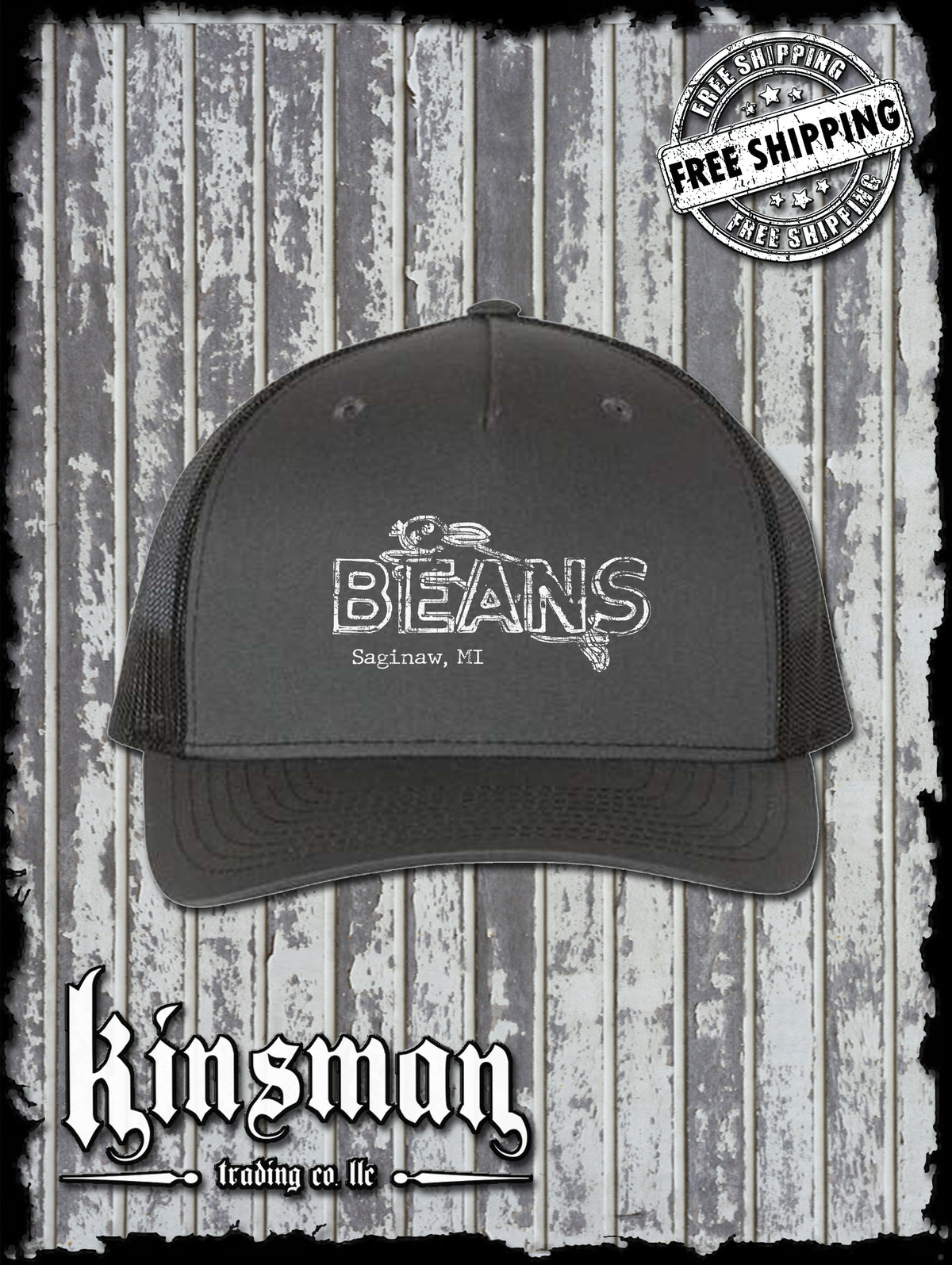 Saginaw Michigan Beans Snap Back Trucker Hat - Mid-Michigan Landmark Souvenir