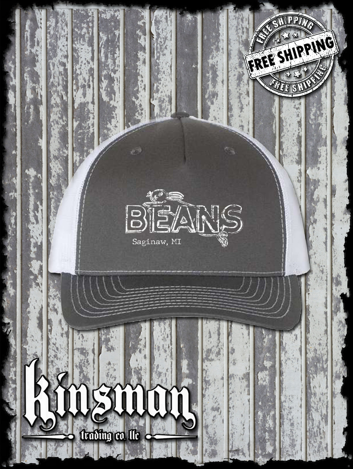 Saginaw Michigan Beans Snap Back Trucker Hat - Mid-Michigan Landmark Souvenir