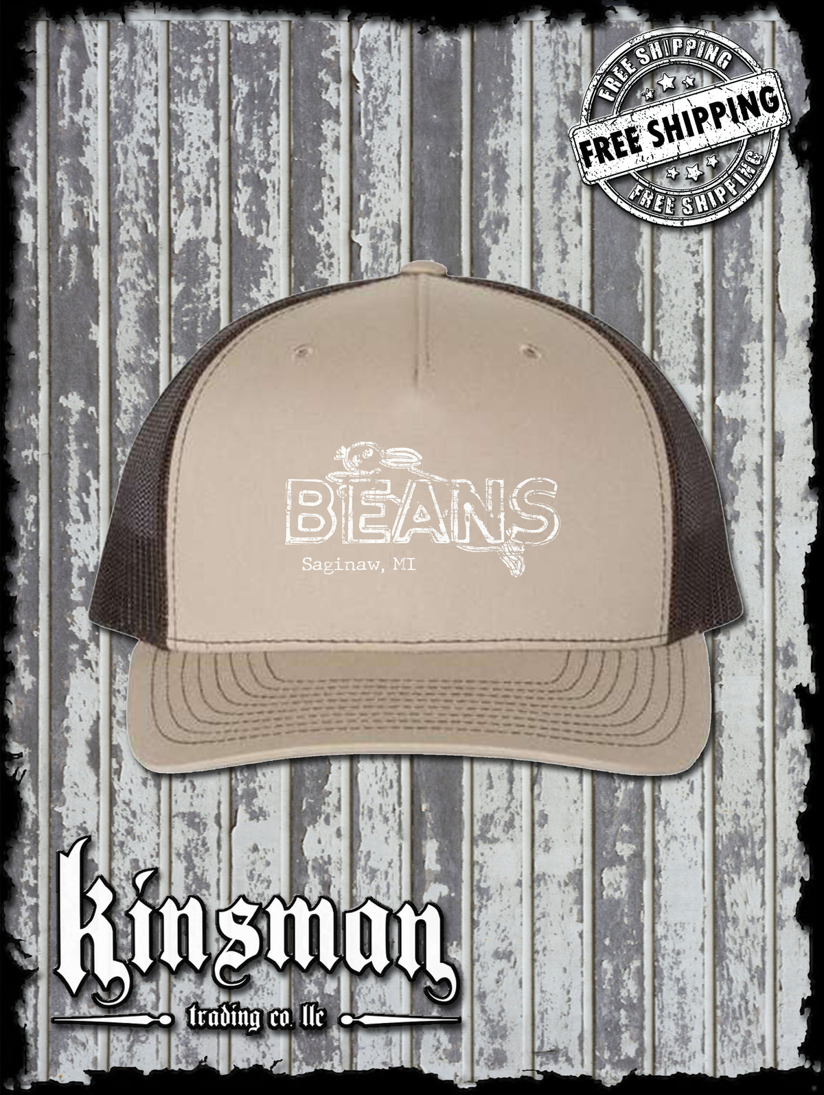 Saginaw Michigan Beans Snap Back Trucker Hat - Mid-Michigan Landmark Souvenir