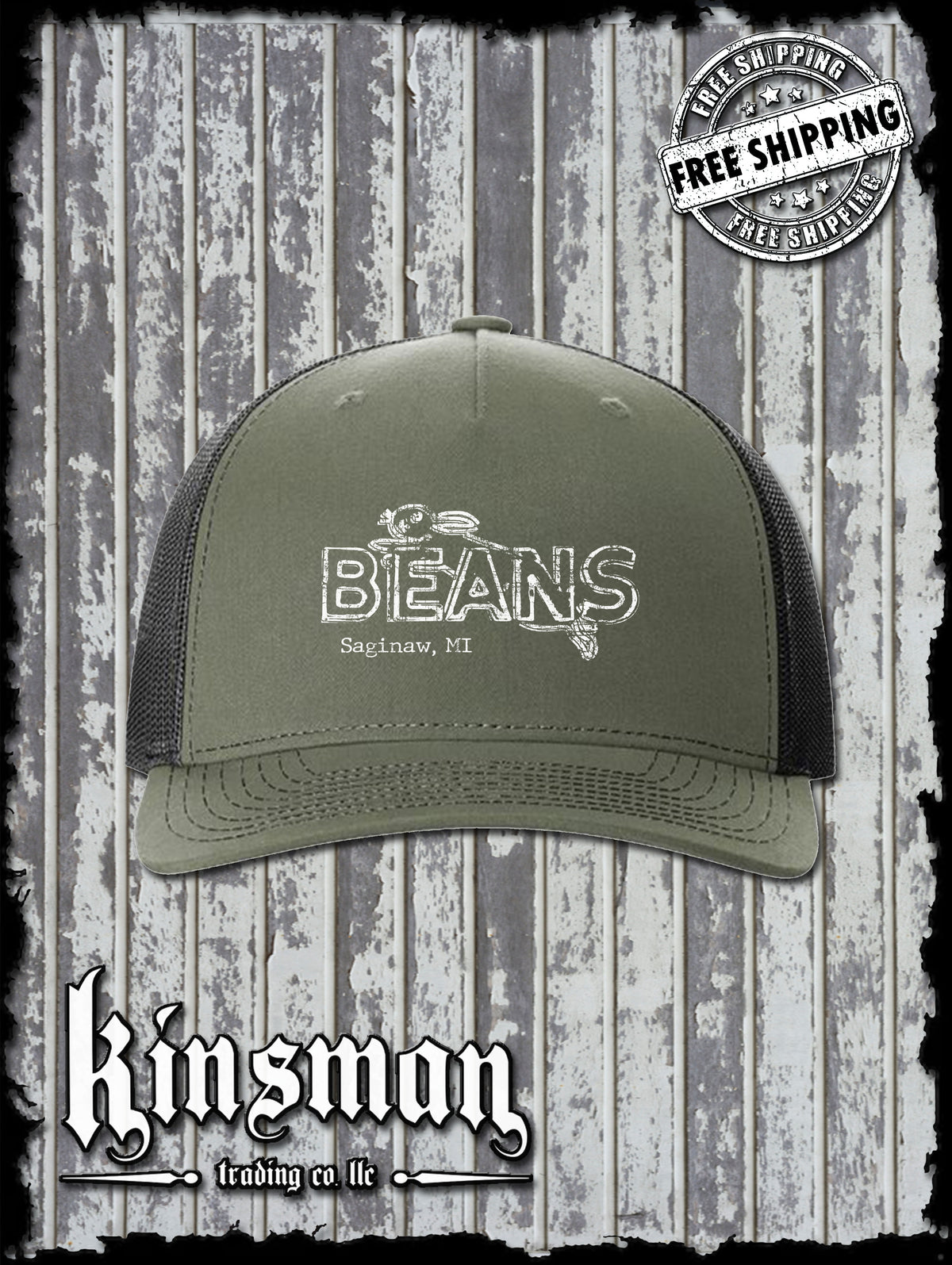 Saginaw Michigan Beans Snap Back Trucker Hat - Mid-Michigan Landmark Souvenir