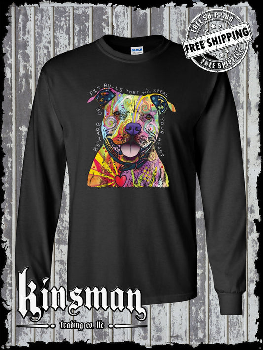 Dean Russo Beware of Pit Bulls They Will Steal Your Heart Long Sleeve T-Shirt