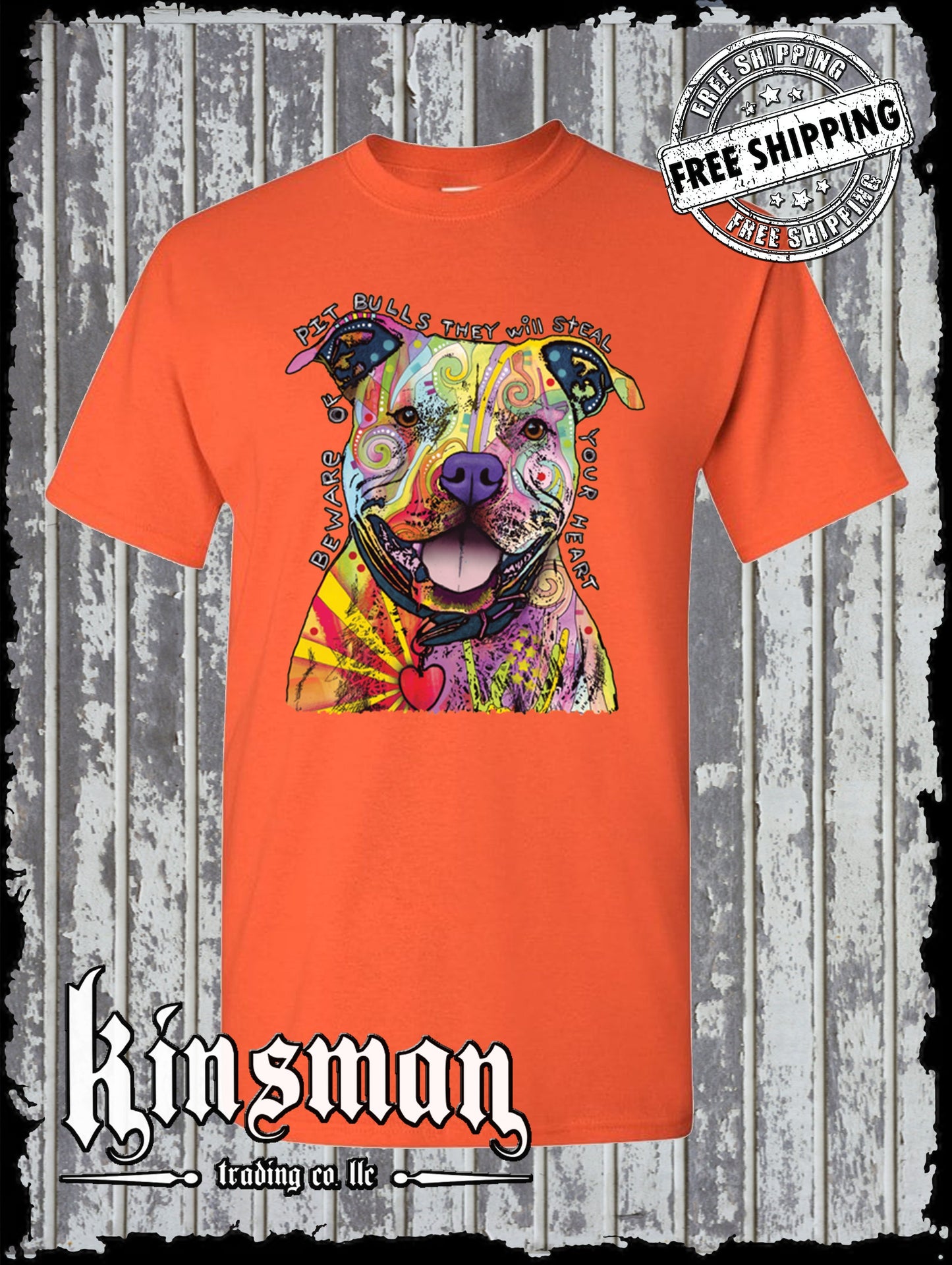 Dean Russo Beware of Pit Bulls They Will Steal Your Heart Dog T-Shirt / Licensed