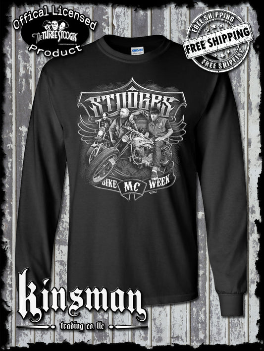 Three Stooges Bike Week MC Long Sleeve T-Shirt / Official Licensed Product