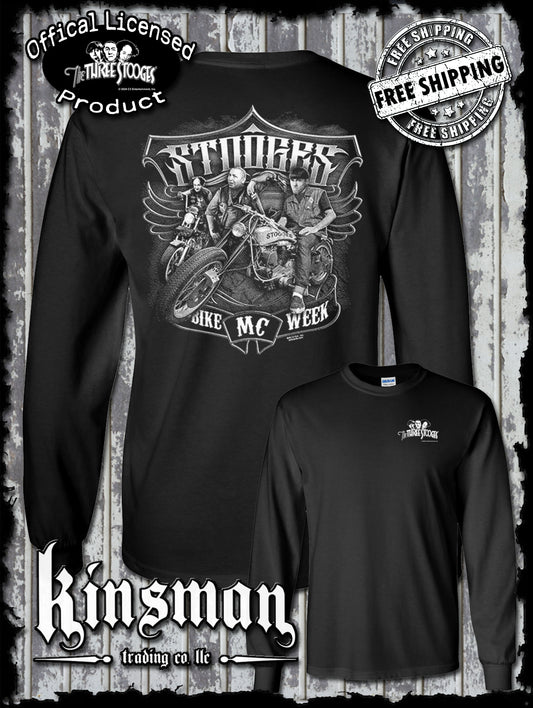 Three Stooges Bike Week MC 2-Sided Long Sleeve T-Shirt / Official Licensed Product