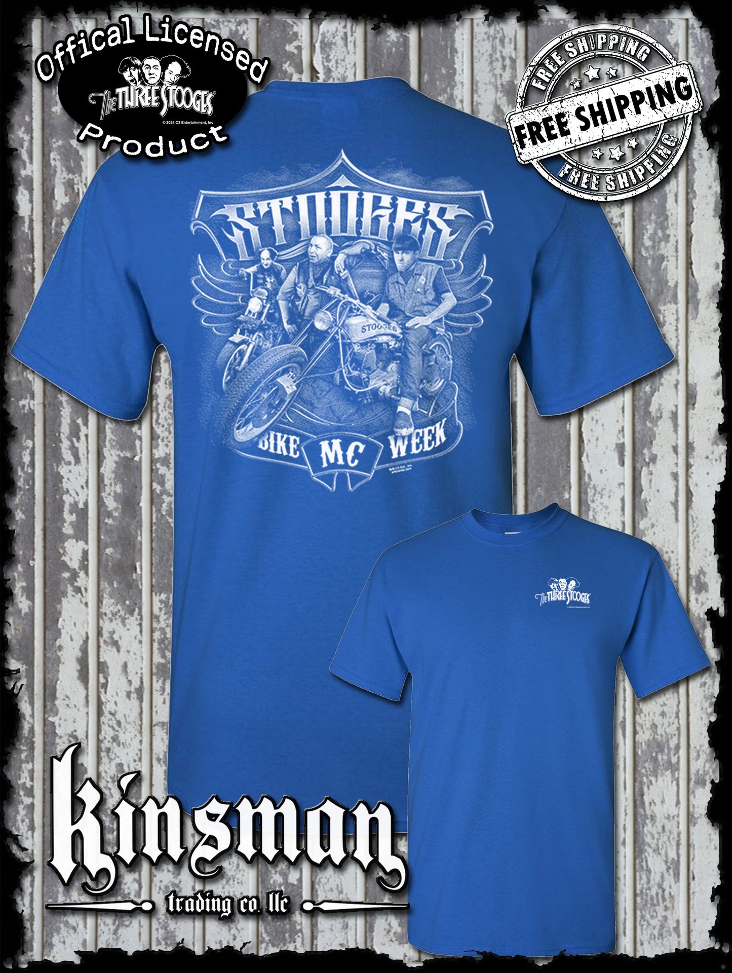 Three Stooges Bike Week MC 2-Sided T-Shirt / Official Licensed Product