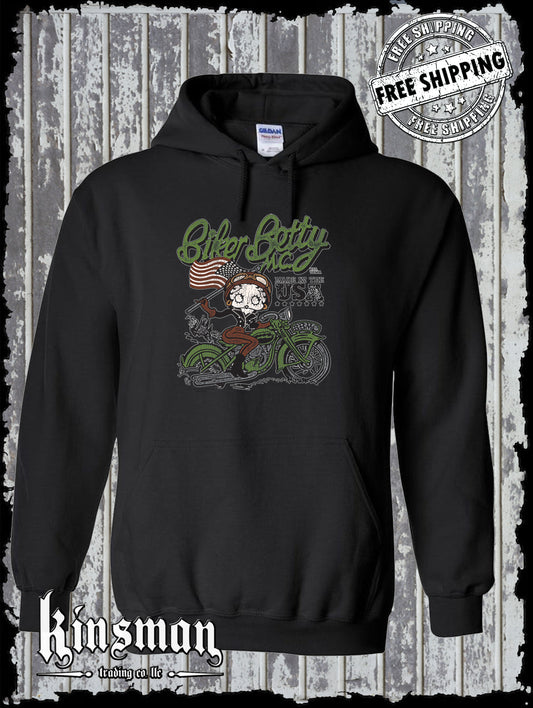 Biker Betty Boop Motorcycle Club Hoodie / Sweatshirt Authentic Licensed Product