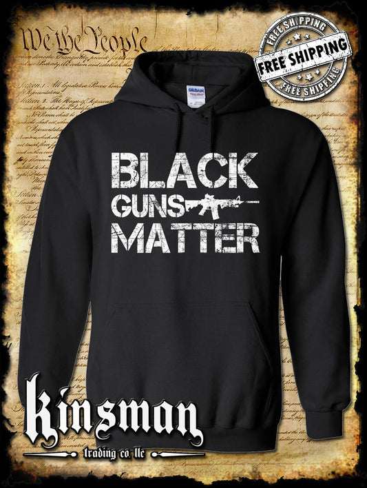 Black Guns Matter Hoodie / 2nd Amendment Pro Gun Rights AR-15 Constitution USA