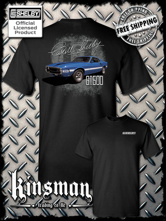Carroll Shelby Blue GT 500 2-Sided T-Shirt