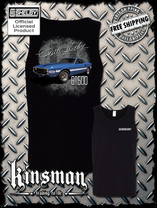 Carroll Shelby Blue GT 500 2-Sided Tank Top T-Shirt
