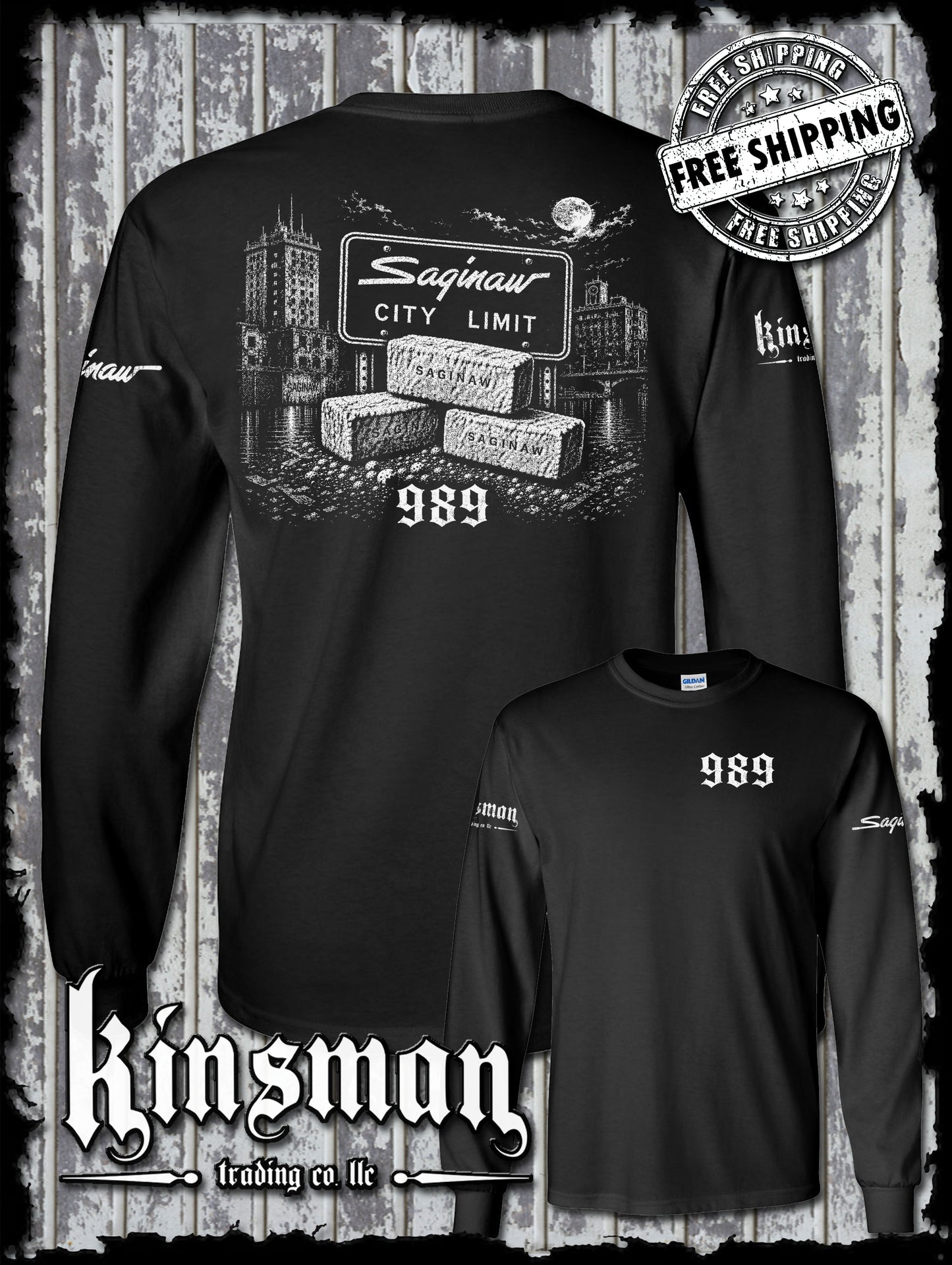 Saginaw City Brick 989 Long Sleeve T-Shirt
