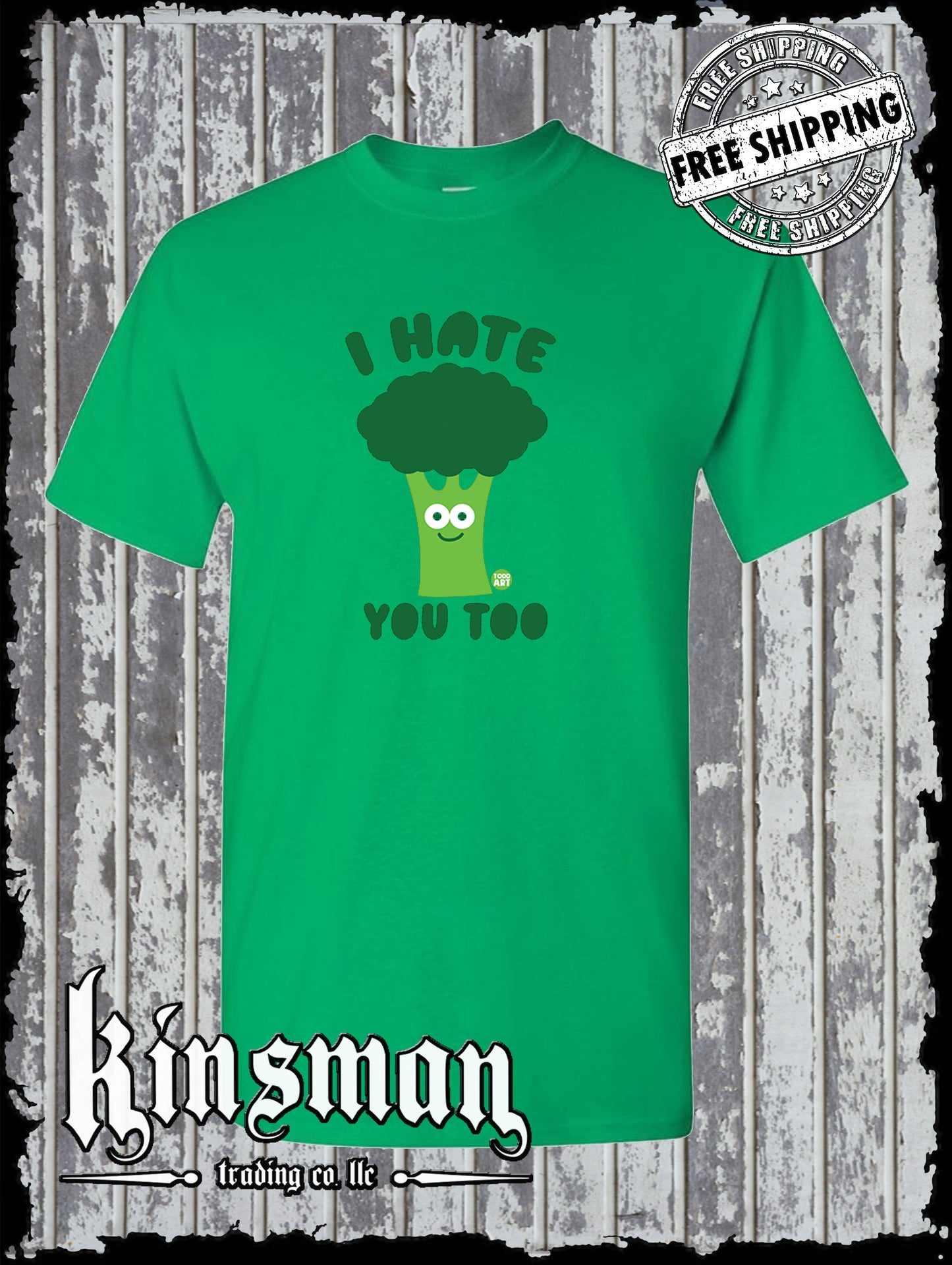 I Hate You Too Broccoli Funny T-Shirt Todd Goldman Art Licensed