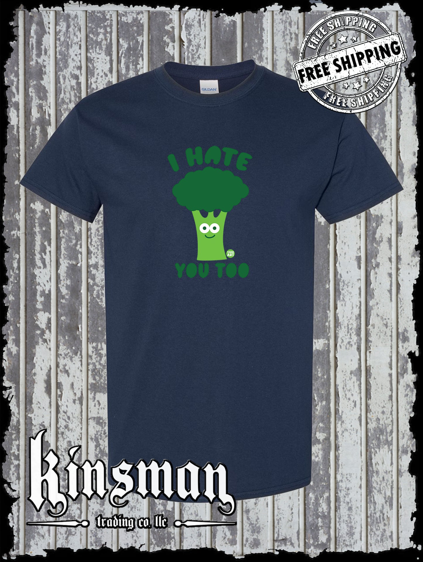 I Hate You Too Broccoli Funny T-Shirt Todd Goldman Art Licensed