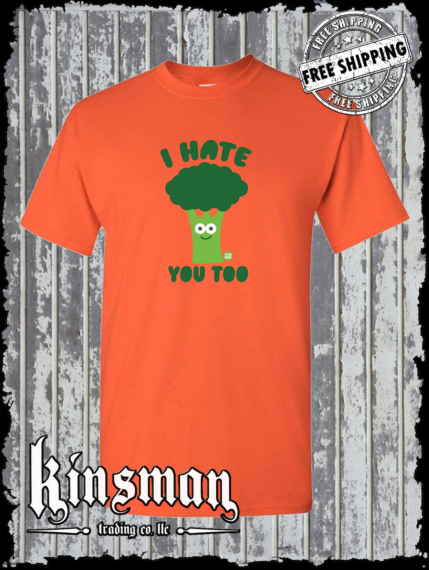 I Hate You Too Broccoli Funny T-Shirt Todd Goldman Art Licensed