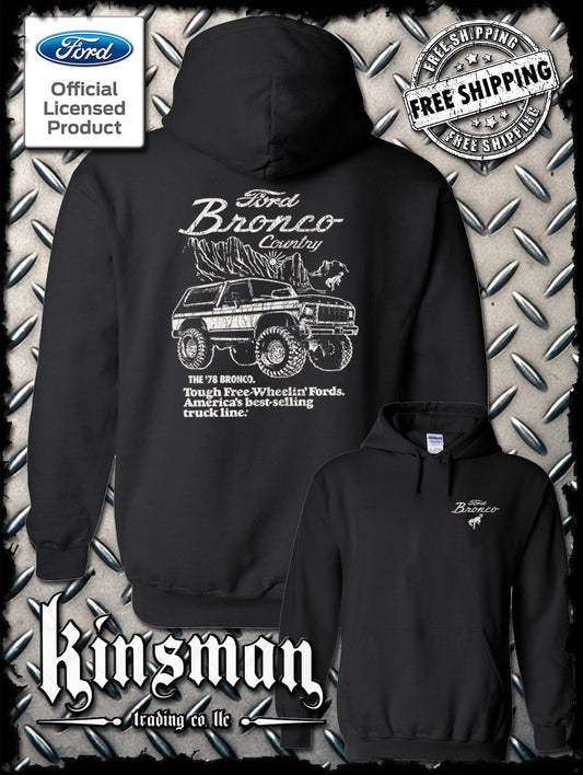 Ford Bronco Country Retro '78 Free Wheelin' Hoodie / Sweatshirt - Official Licensed Product