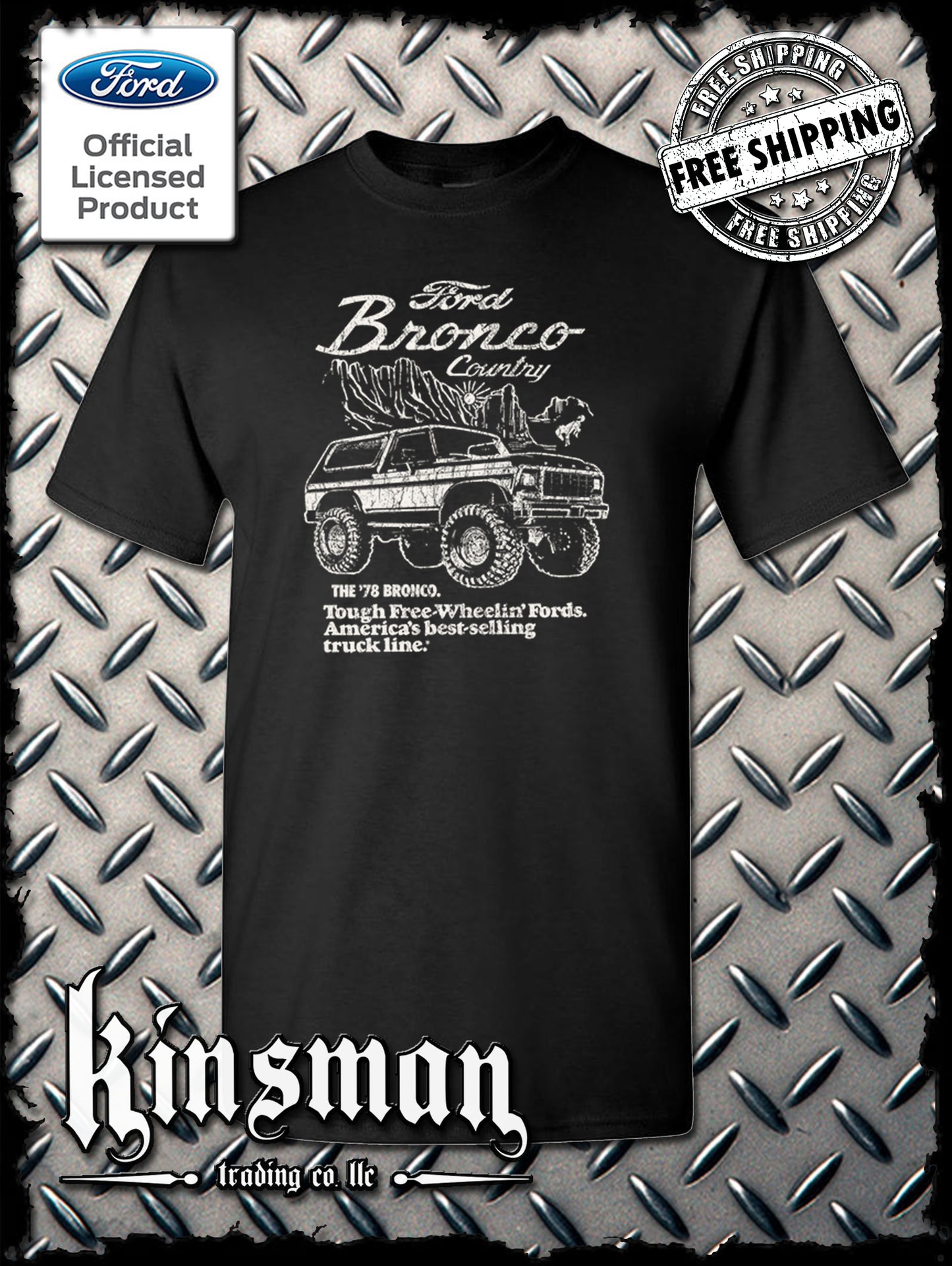 Ford Bronco Country Retro '78 Free Wheelin' T-Shirt - Official Licensed Product